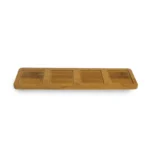 Long 4-Sections Wood Plate With 4-Ceramic Mini Dip Bowls - Image 3