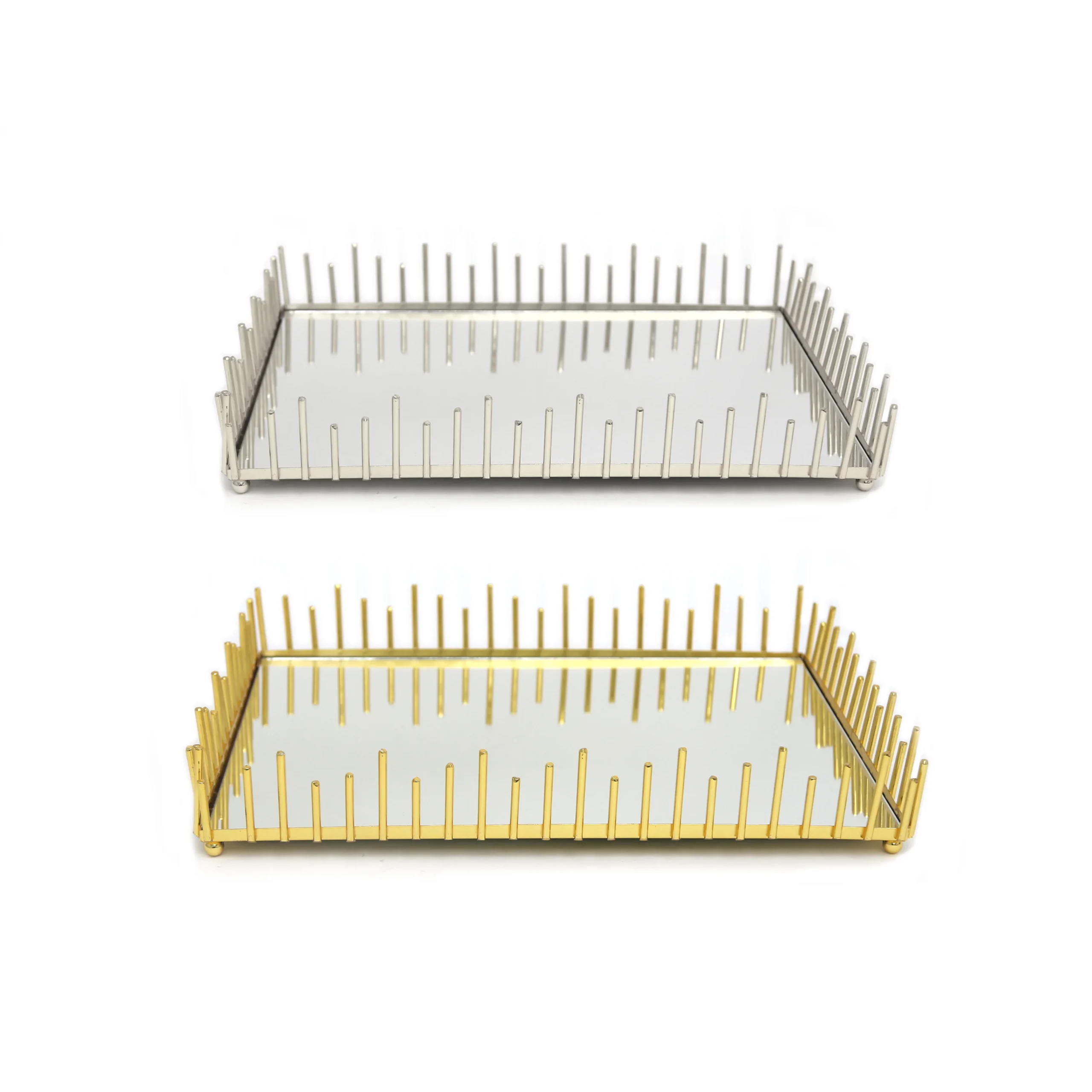 ZCC1Z2307S ZCC1Z2307G Rectangular Bars Tray With Mirror - Image 1