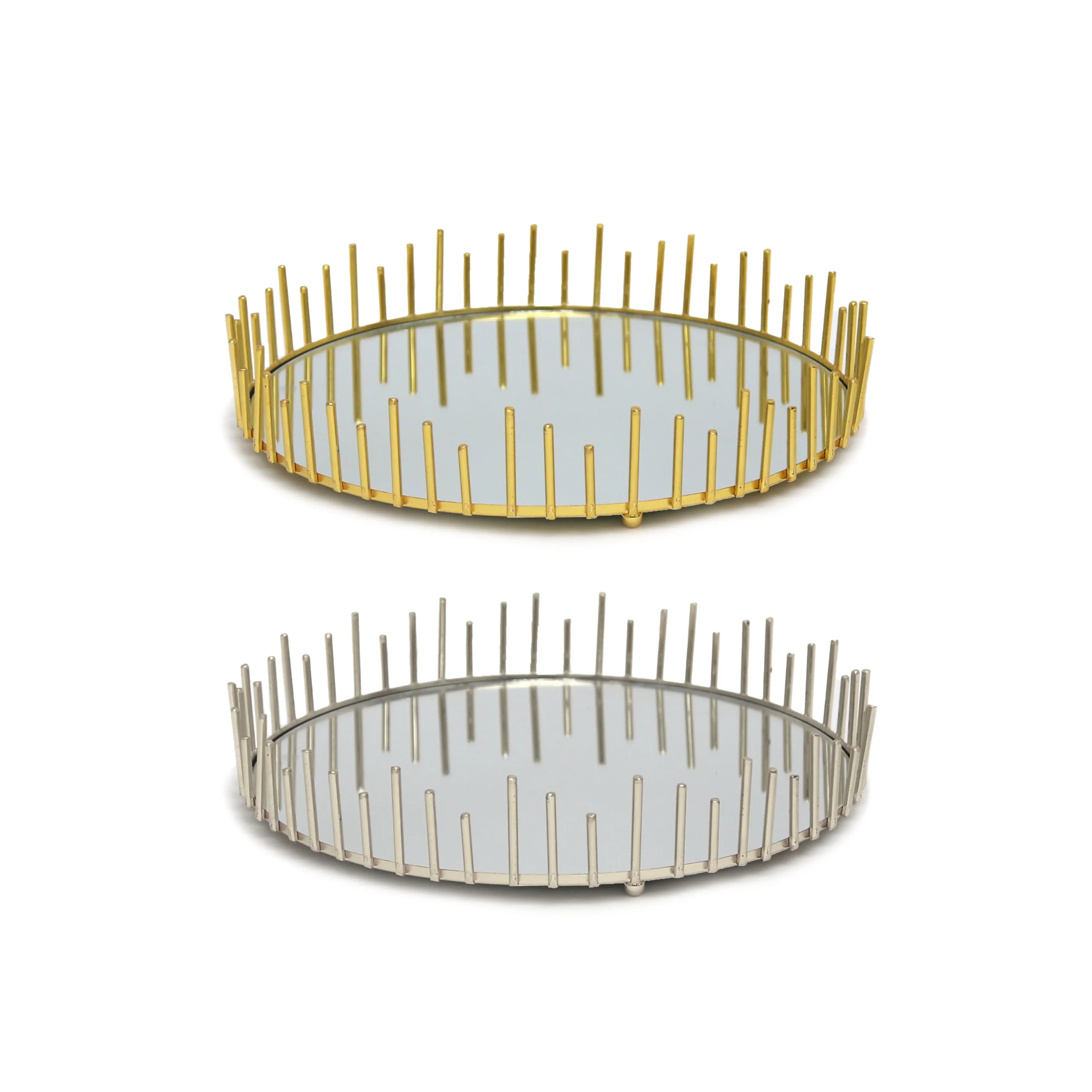 ZCC1Z2369G ZCC1Z2369S Round Bars Tray With Mirror - Image 1