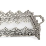 Rectangular Crown Design Footed Tray With Handles - Image 2
