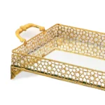 Rectangular Hive Design Footed Mirror Tray - Image 2
