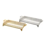 Rectangular Hive Design Footed Mirror Tray - Image 3