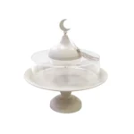 Metal Cake Stand with plexi Cover Cream Dome & Tassel - Image 2