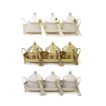 3 Metal Canisters on Rectangular Metal Tray