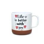 Brown Rim Love White Mug - Image 2