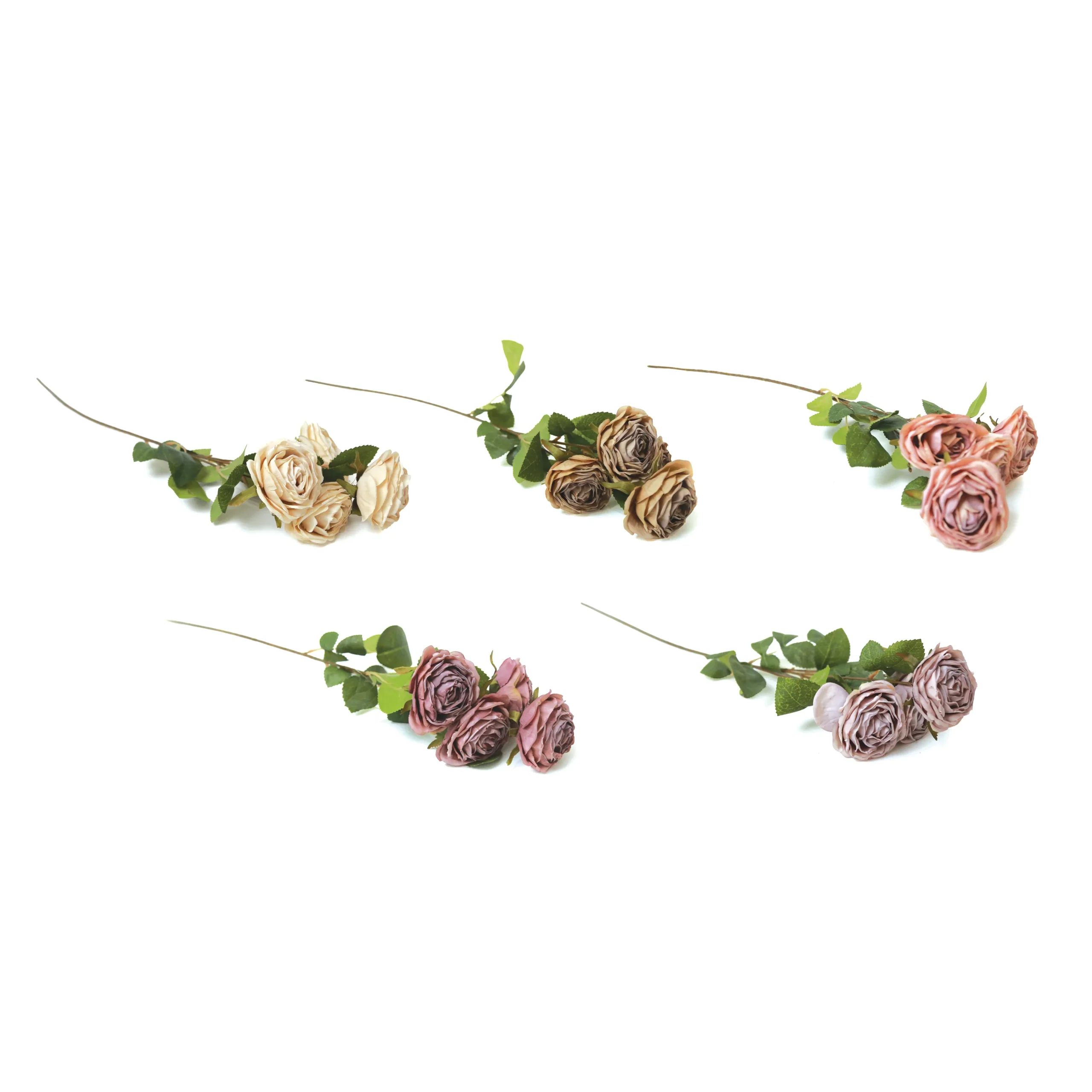Artboard 44 Four rolled-edge English roses Artificial Branch - Image 1