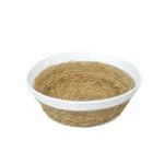 White Top Round Bamboo Basket Set of 3 - Image 2