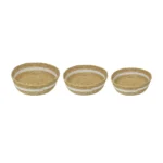 White Mid Round Bamboo Basket Set of 3