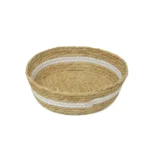 White Mid Round Bamboo Basket Set of 3 - Image 2