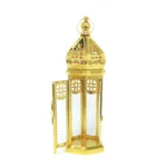 Gold Tall Pattern Metal Lantern - Image 2