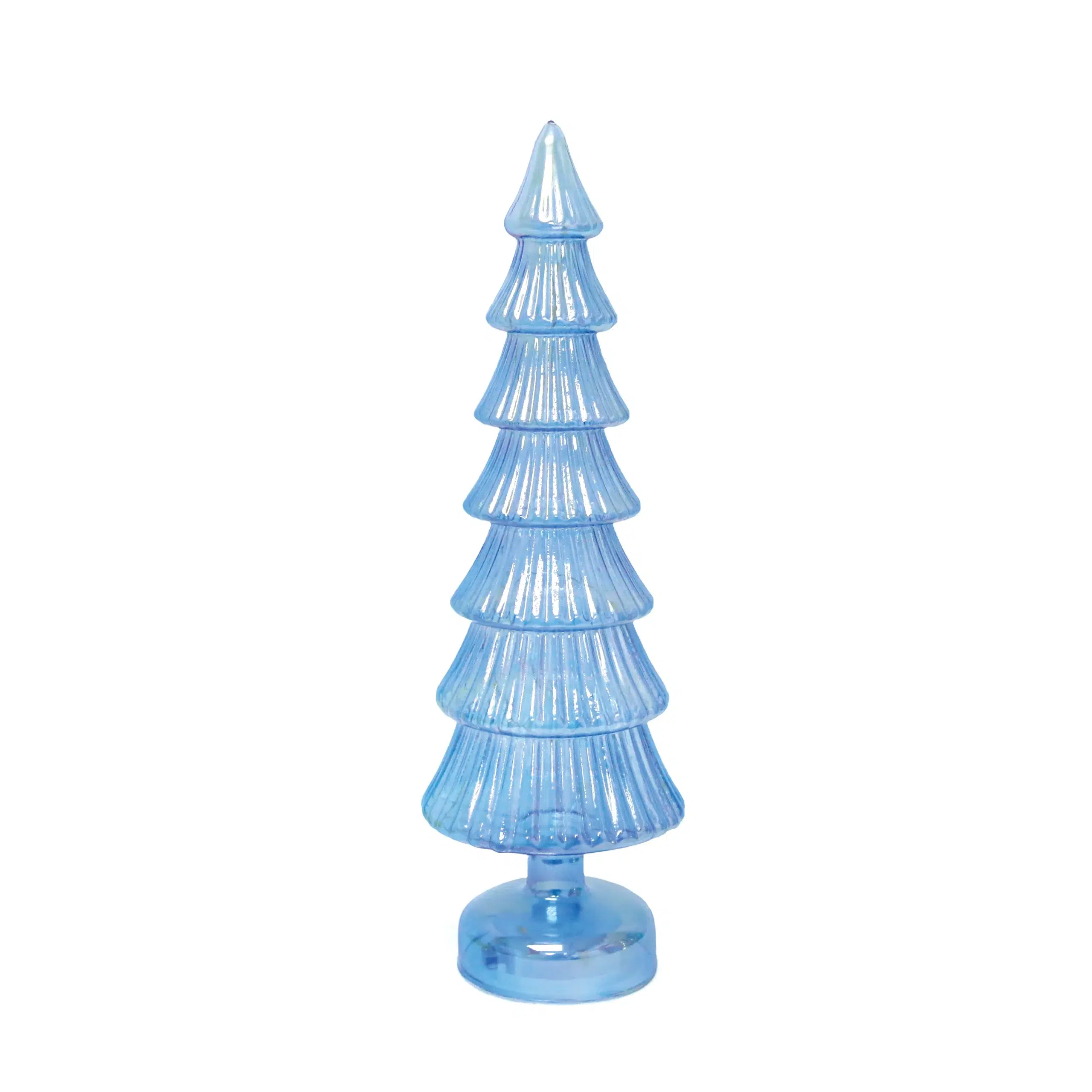 YQ1463277 Clear Blue Footed Christmas Tree Glass Led Decorative - Image 1