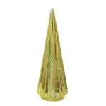 Gold Ribbed Christmas Tree Glass Led Decorative
