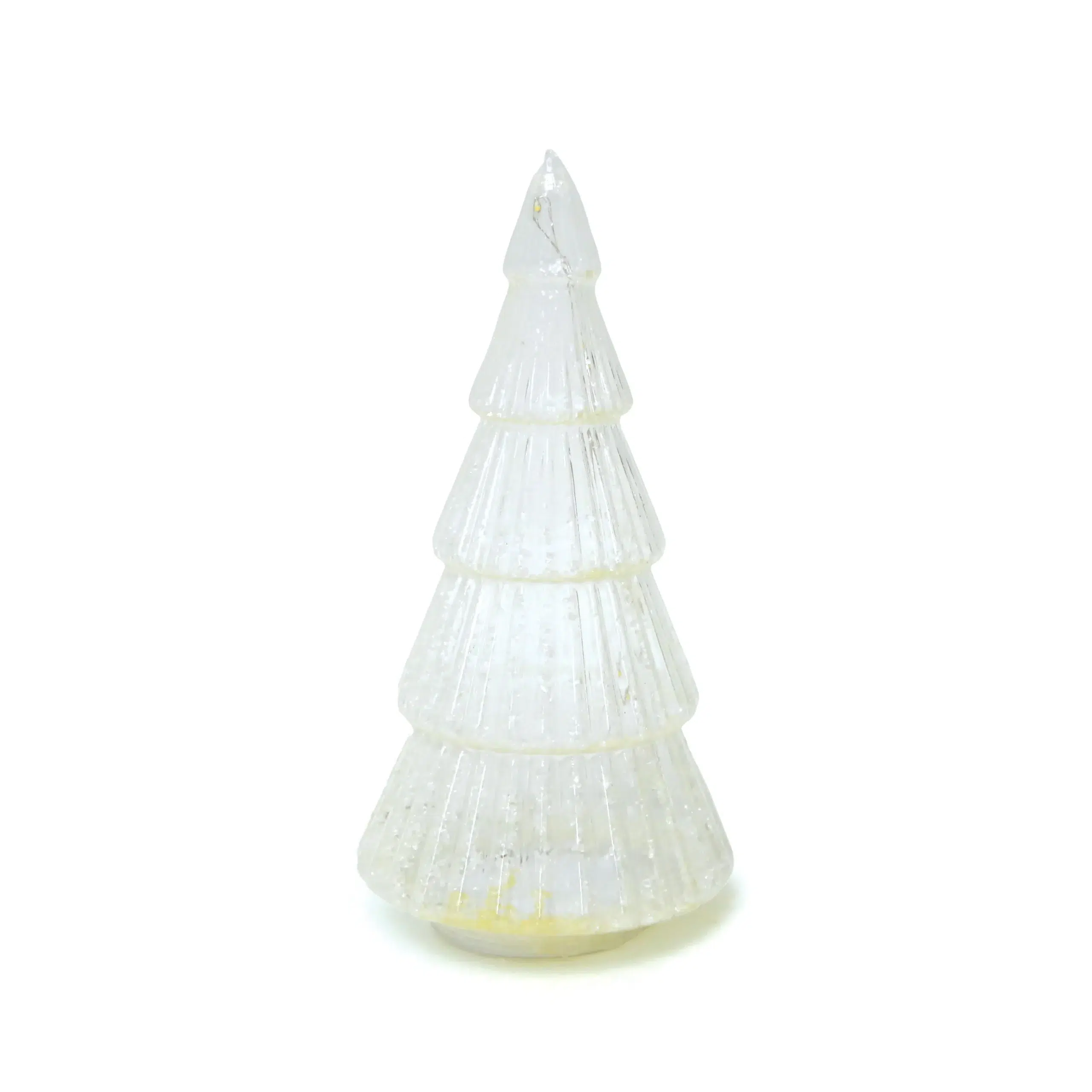 YQ1464906 Clear Flakes Ribbed Christmas Tree Glass Led Decorative - Image 1