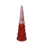 Pink &Red Ribbed Christmas Tree Glass Led Decorative