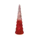 Pink &Red Ribbed Christmas Tree Glass Led Decorative - Image 2