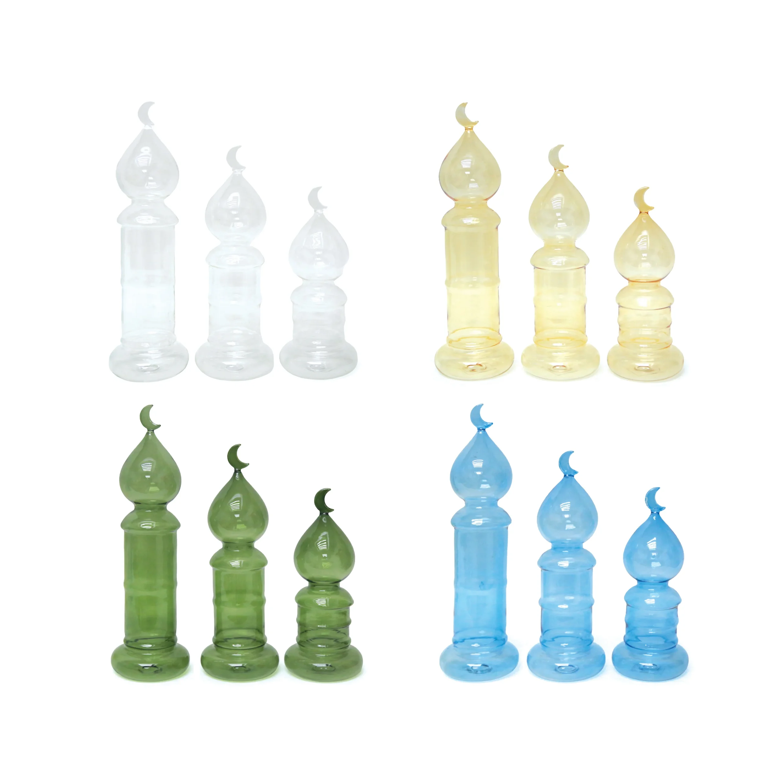 YQ2305-1 & YQ2305-2 & YQ2305-3 Moon Top Glass Minaret Decorative - Image 1